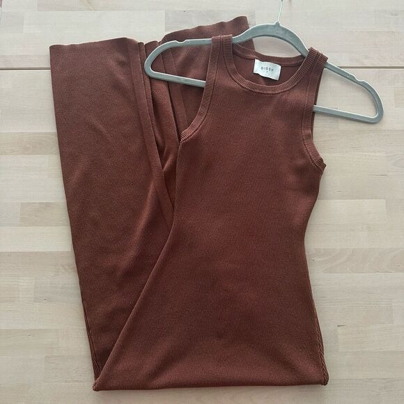DISSH Dress Womens Small Jenna Knit Ribbed Midi Bodycon Fitted Tank Brown - Picture 8 of 8